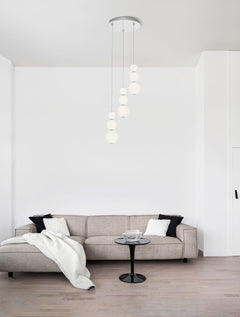 Suspension Perla chromée, verre, H 150 cm (9186919)