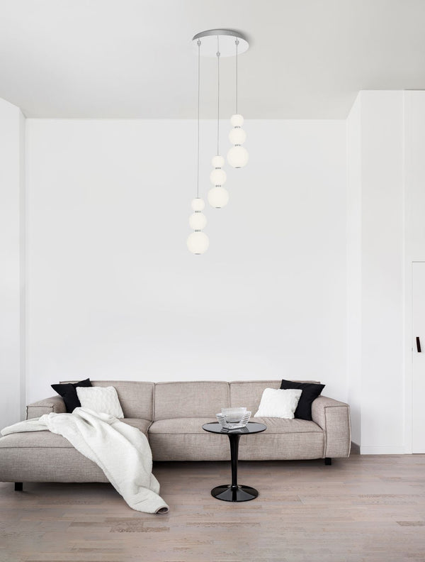 Suspension Perla chromée, verre, H 150 cm (9186919)