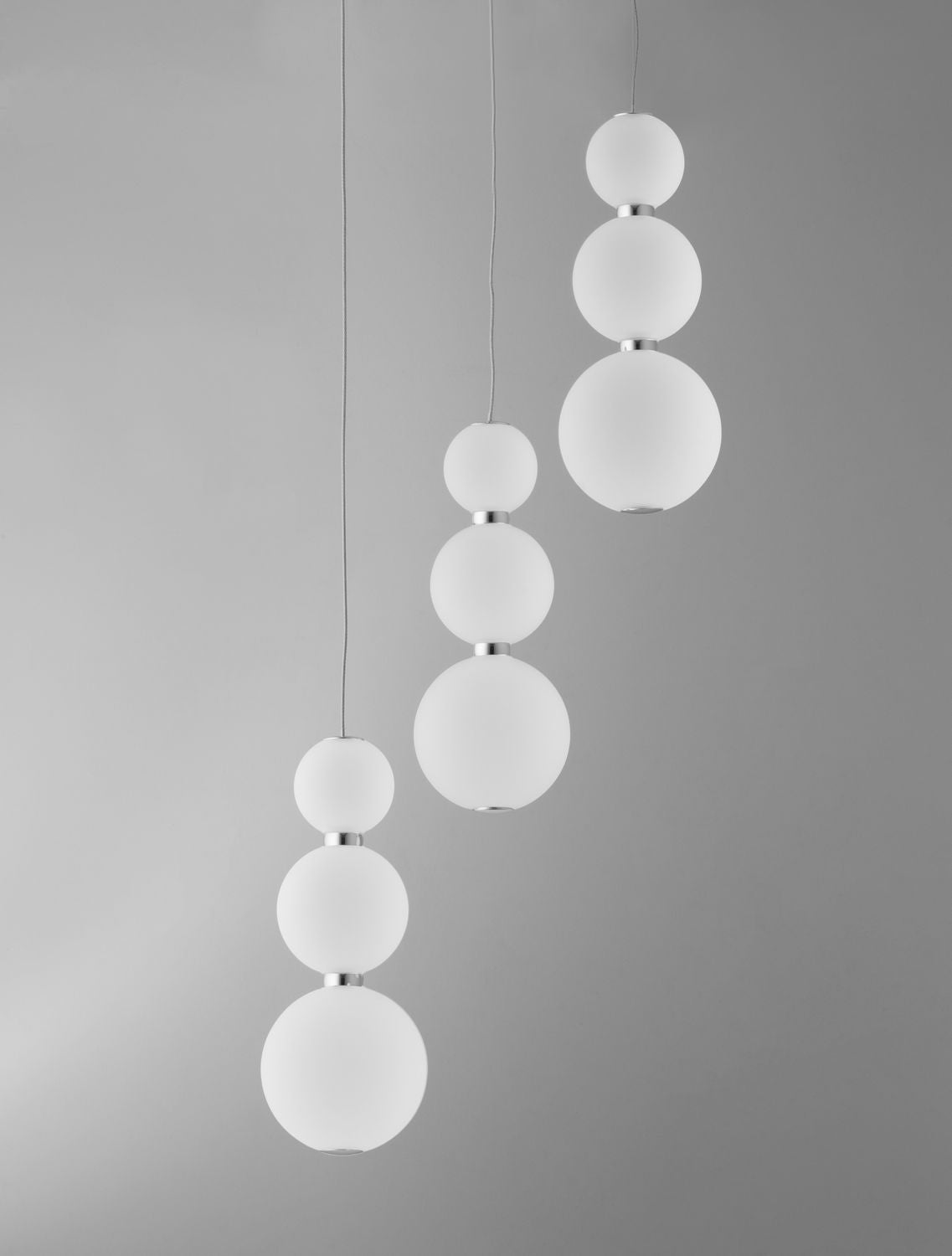 Suspension Perla chromée, verre, H 150 cm (9186919)