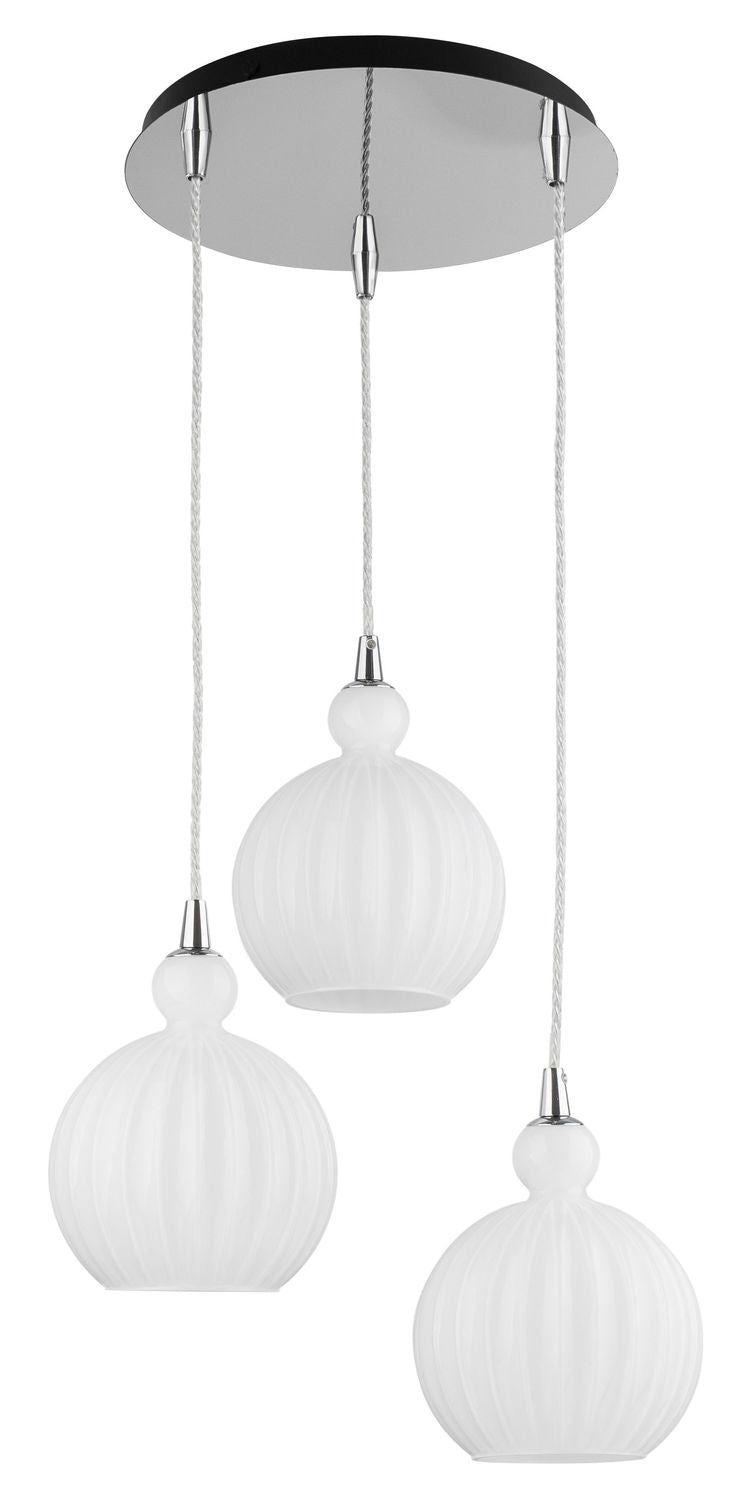 Suspension Odell 3 lumières blanche, verre
