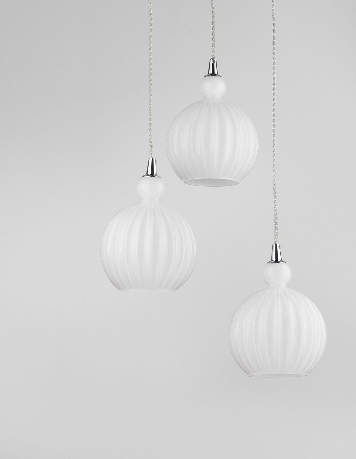 Suspension Odell 3 lumières blanche, verre