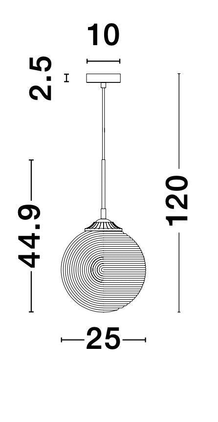 Suspension Athena dorée, verre (9191211)