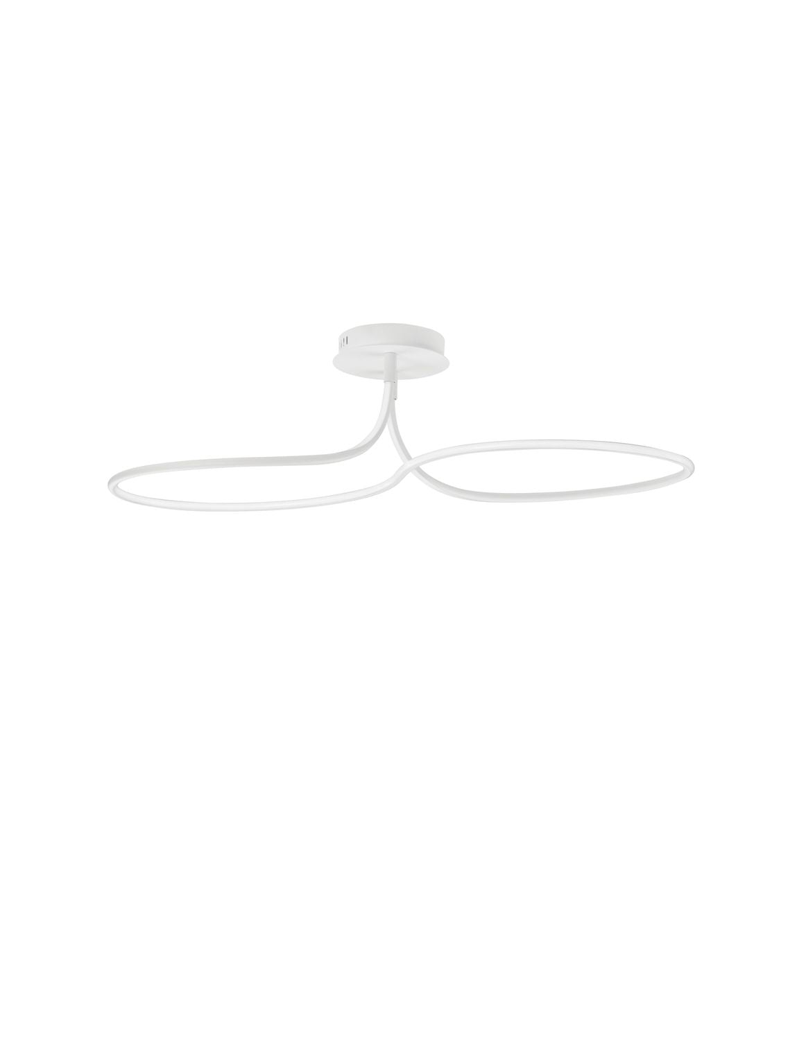 Luminaire blanc à deux anneaux ovales fixé au plafond, sans ampoule visible
