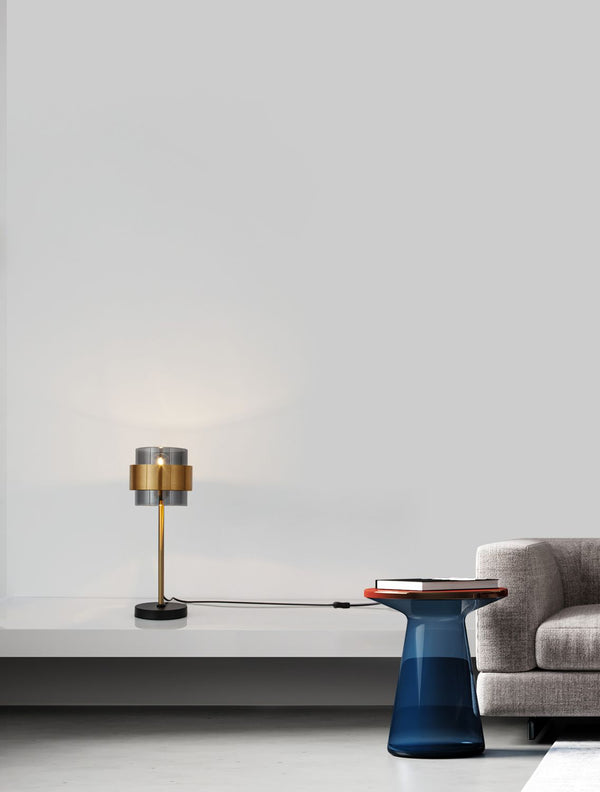 Lampe à poser Sianna dorée, verre