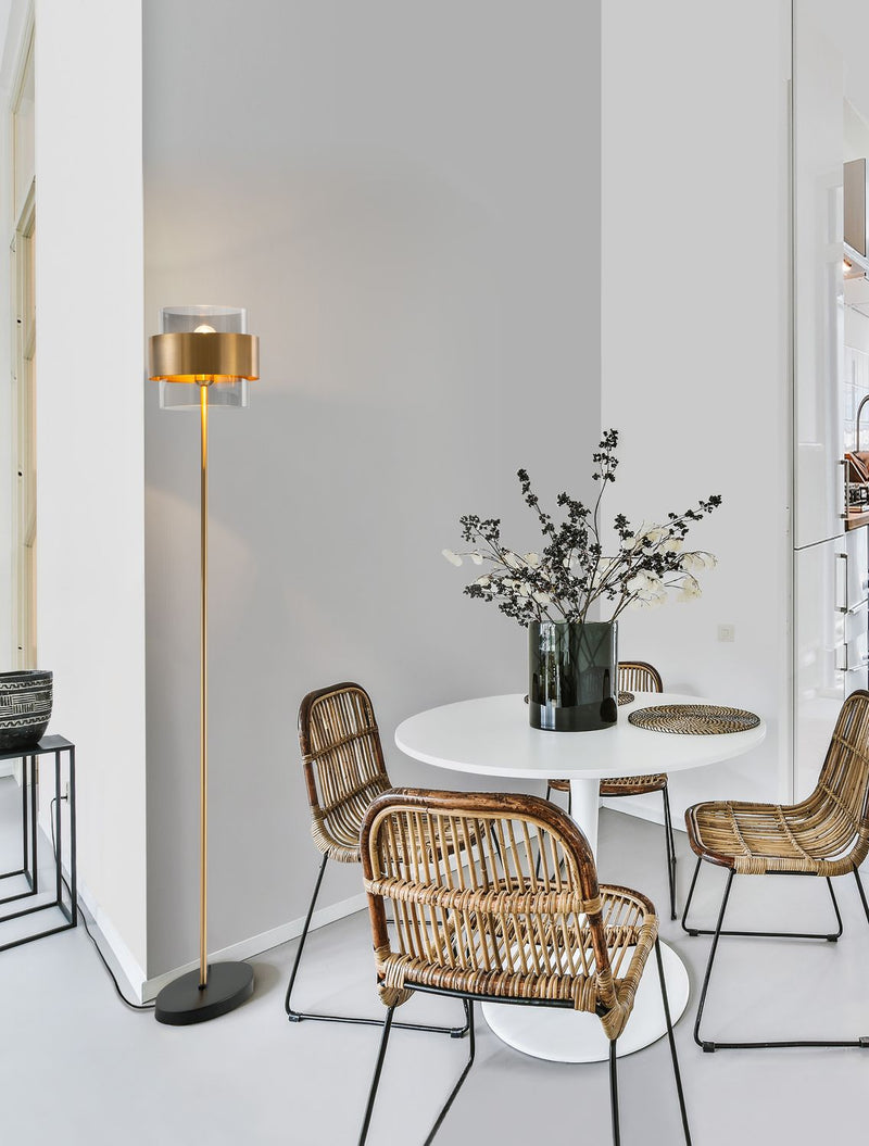Lampadaire Sianna doré, verre