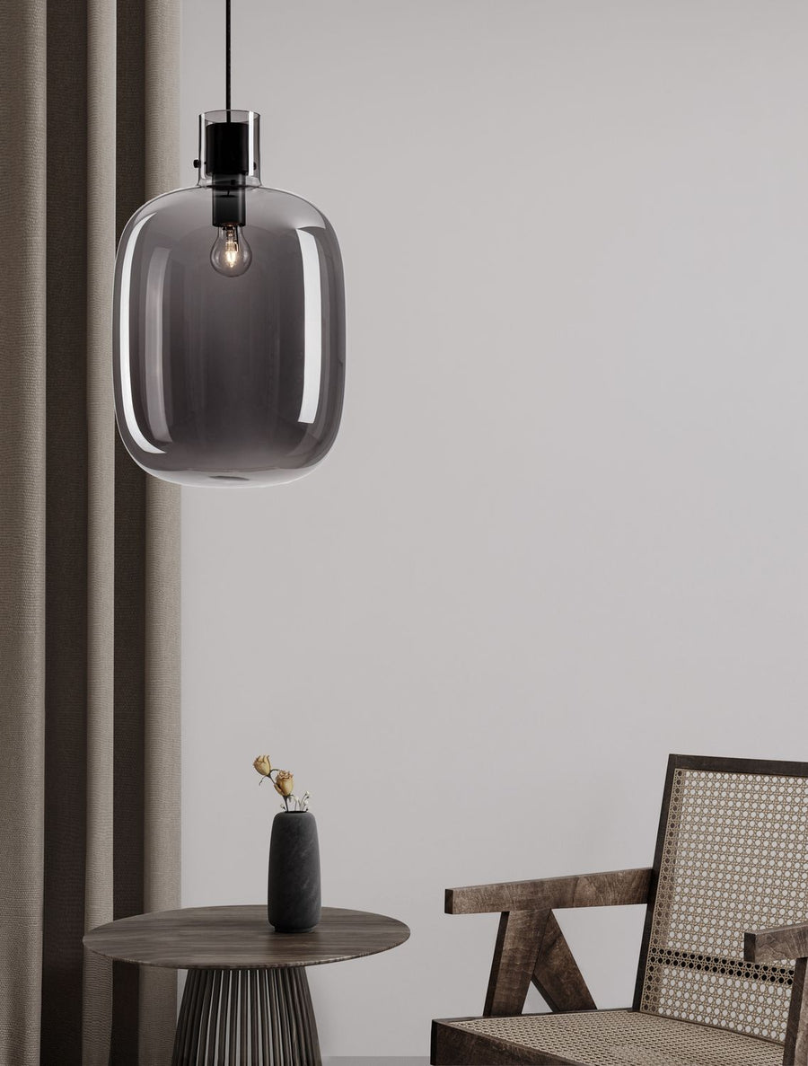 Suspension Cinzia noire, verre, H 248 cm