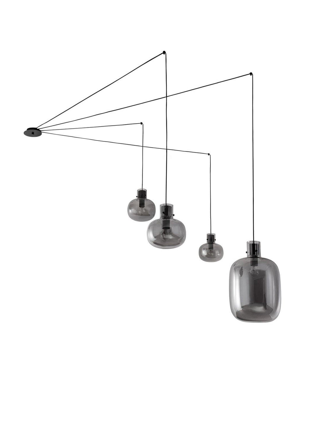 Suspension Cinzia 4 lumières noire, verre