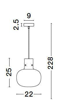 Suspension Cinzia dorée, verre, H 228 cm
