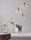 Suspension Cinzia 3 lumières dorée, verre, H 178 cm