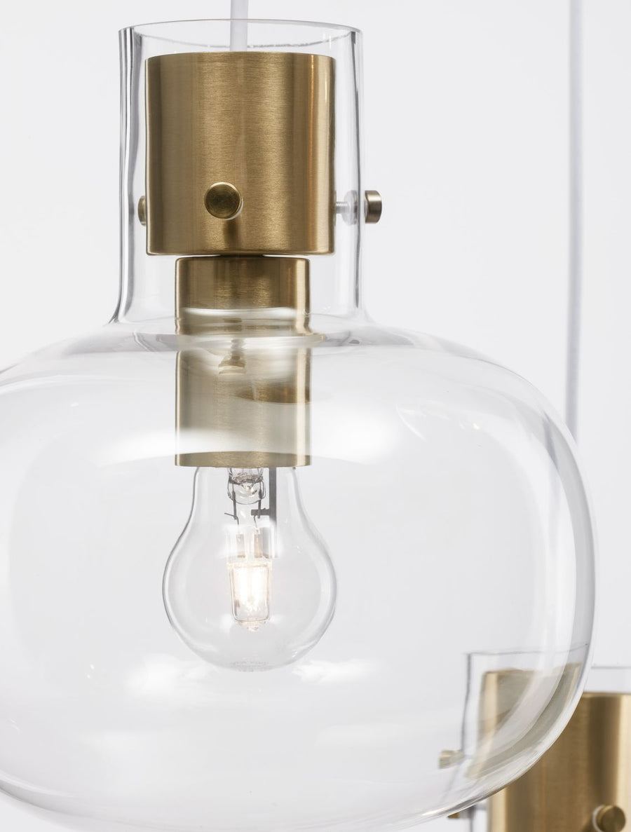 Suspension Cinzia 3 lumières dorée, verre, H 178 cm