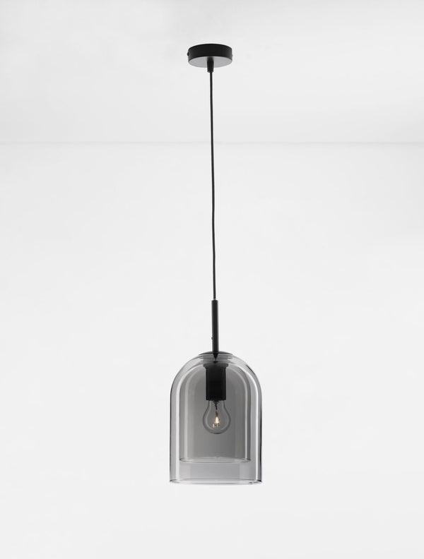 Suspension Velor noire et fumée, verre
