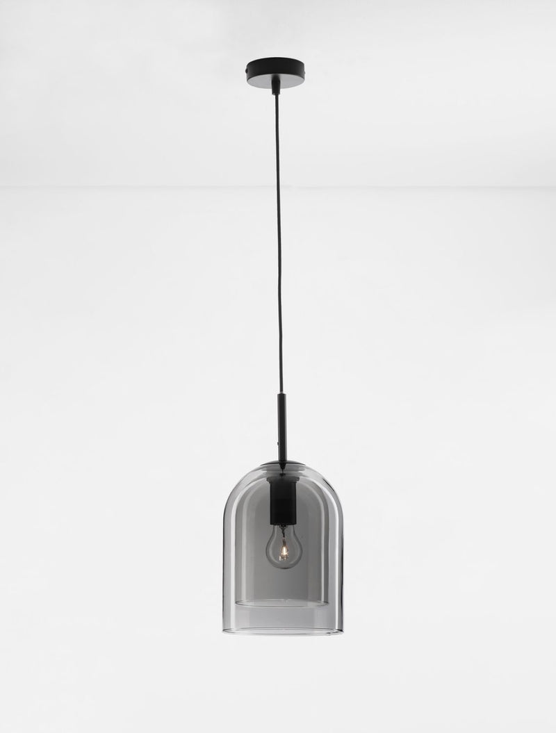 Suspension Velor noire et fumée, verre