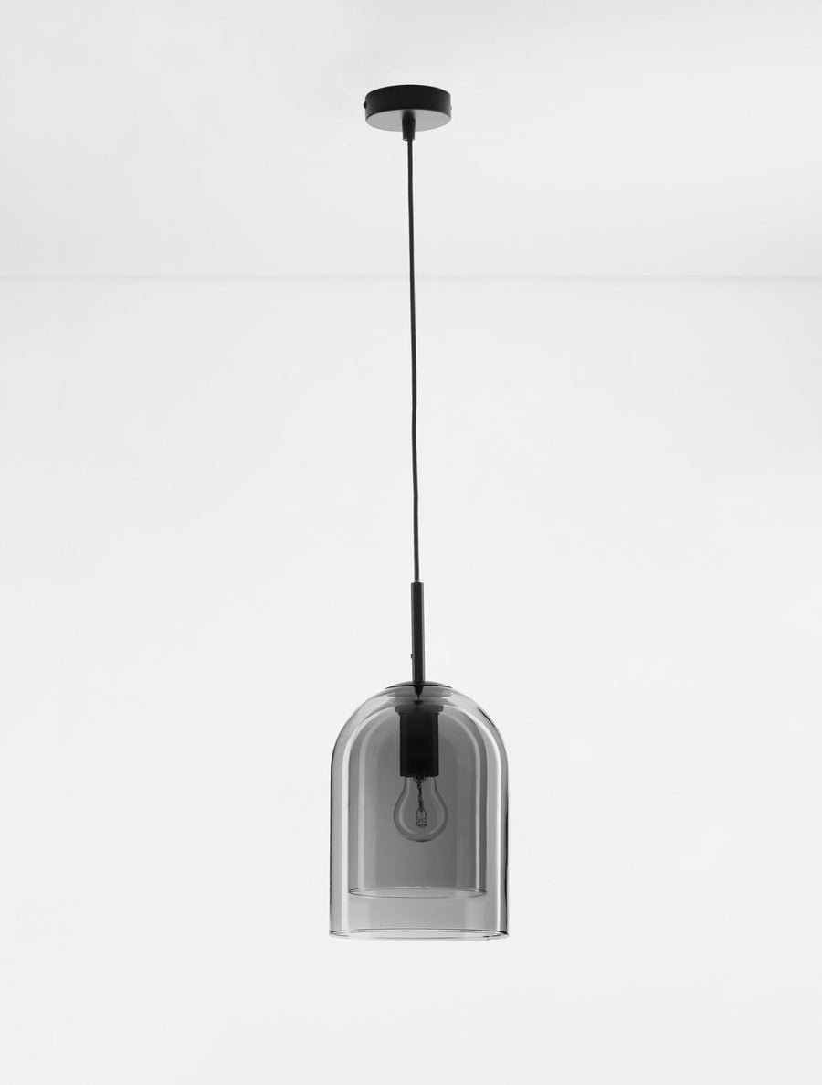 Suspension Velor noire et fumée, verre