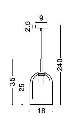 Suspension Velor noire et fumée, verre