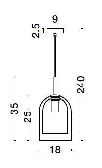 Suspension Velor noire, verre