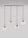 Suspension Irvine 4 lumières dorée, verre