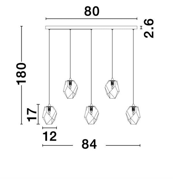 Suspension ICE 5 lumières blanche, verre (9260235)