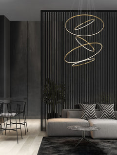 Suspension Nudos dorée, H 250 cm