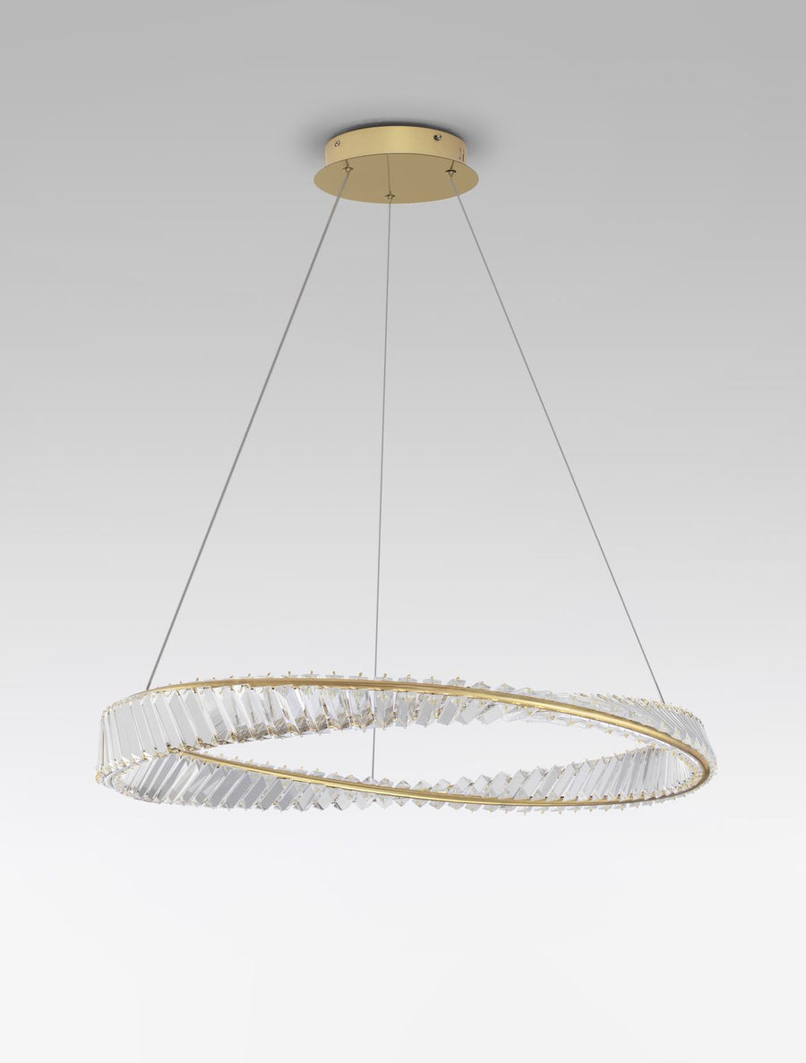 Suspension Aurelia dorée, cristal, H 120 cm (9333062)