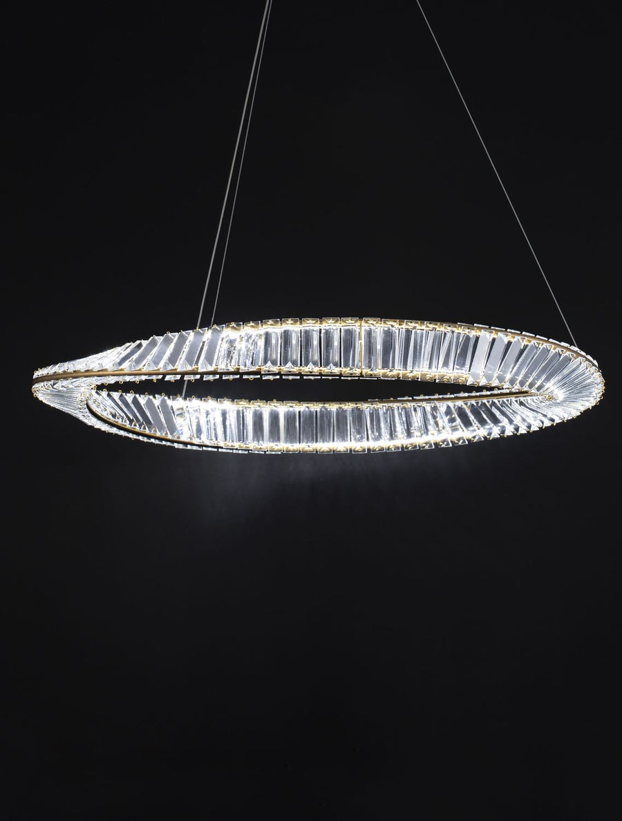Suspension Aurelia dorée, cristal, H 120 cm (9333062)