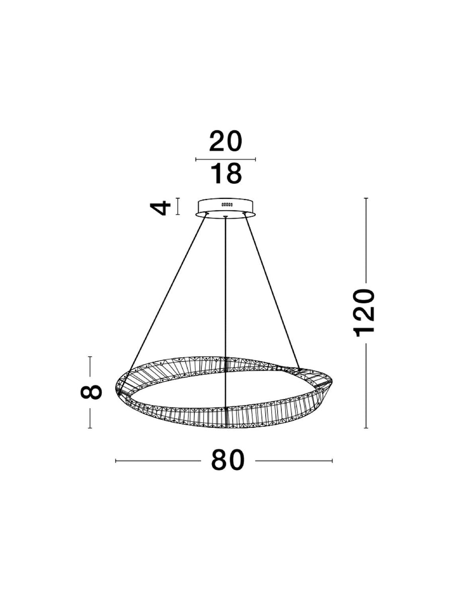 Suspension Aurelia dorée, cristal, H 120 cm (9333062)