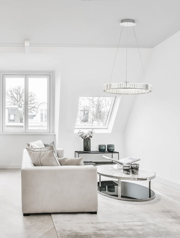 Suspension Aurelia chromée, cristal, H 150 cm (9333066)