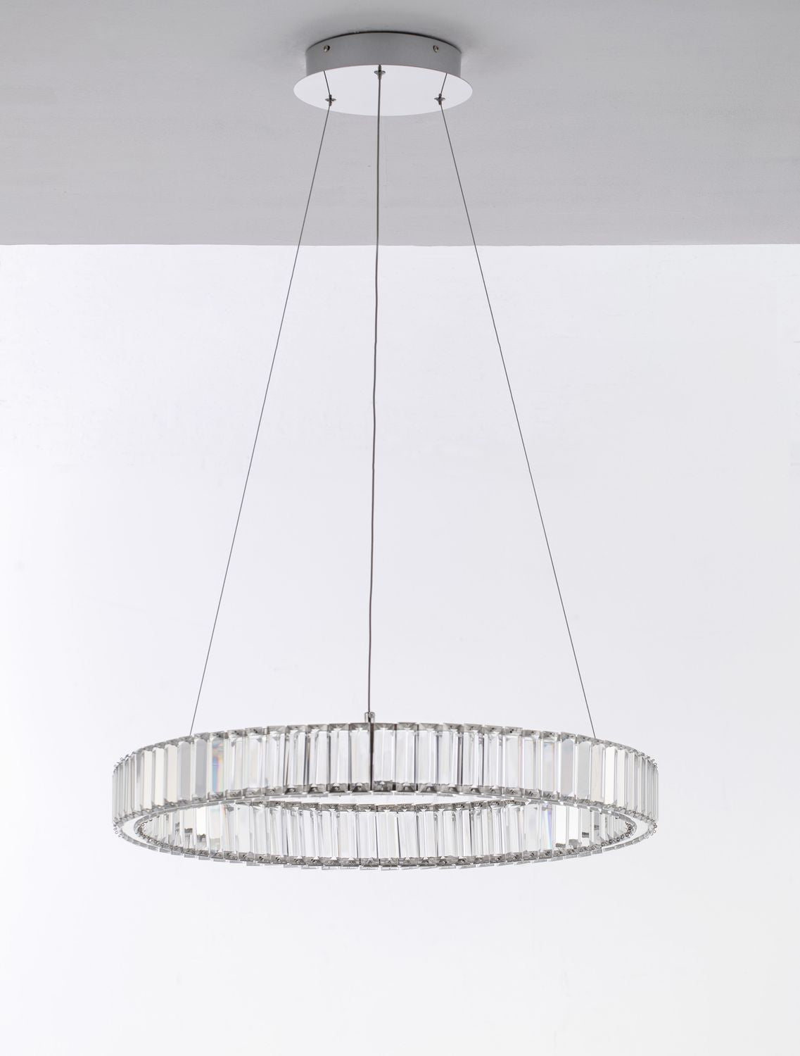 Suspension Aurelia chromée, cristal, H 150 cm (9333066)