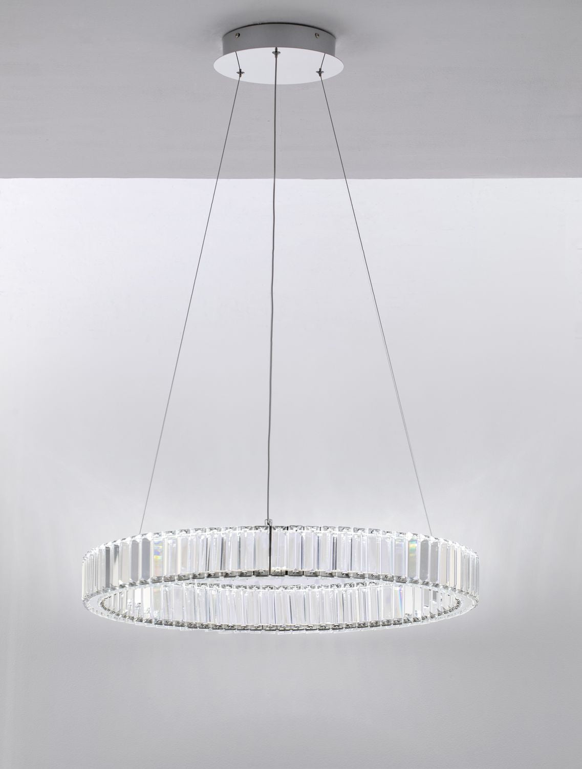 Suspension Aurelia chromée, cristal, H 150 cm (9333066)
