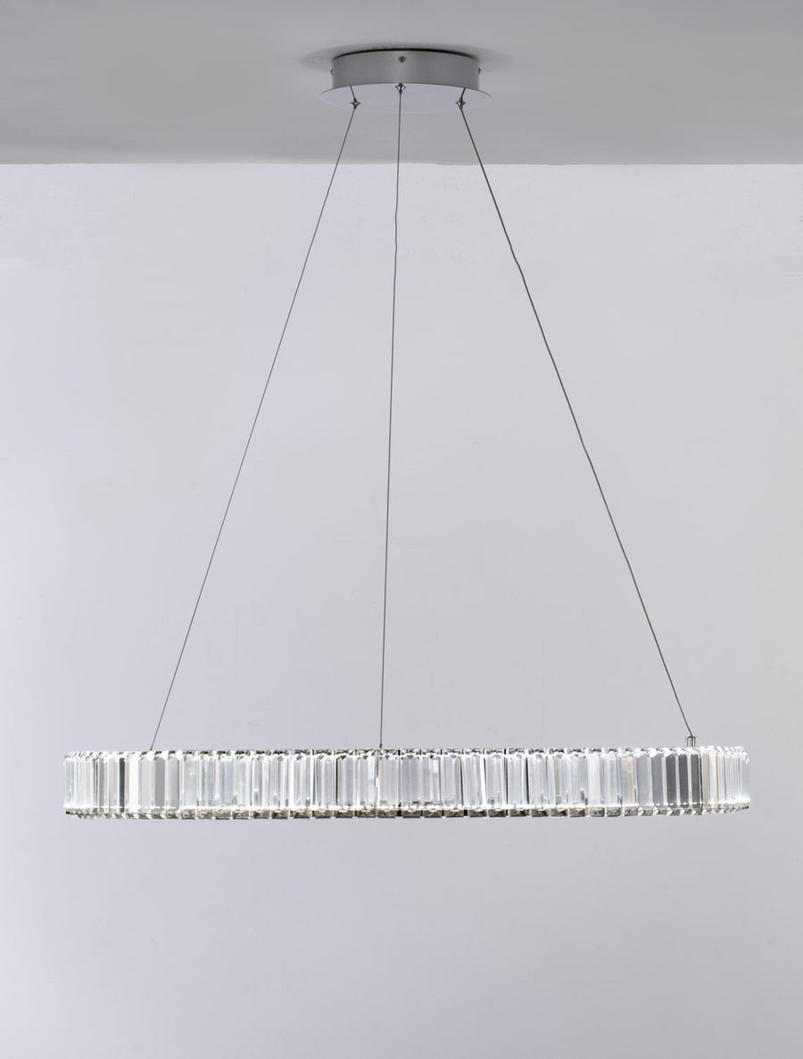Suspension Aurelia chromée, cristal, H 150 cm (9333067)