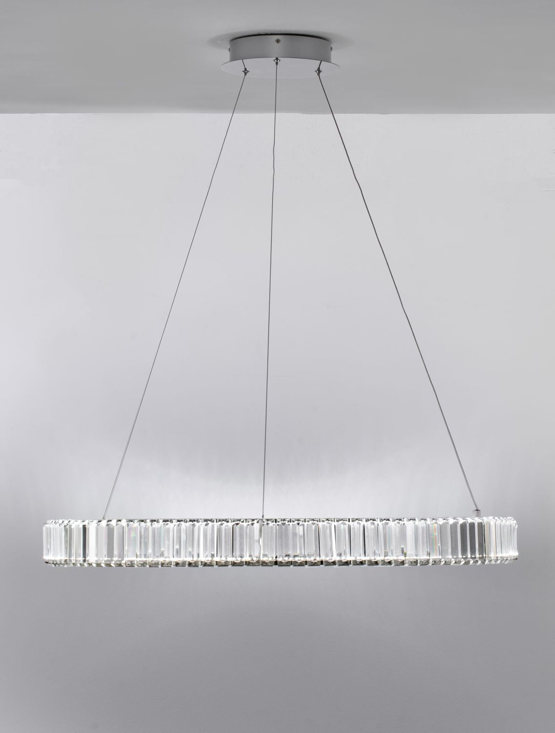 Suspension Aurelia chromée, cristal, H 150 cm (9333067)