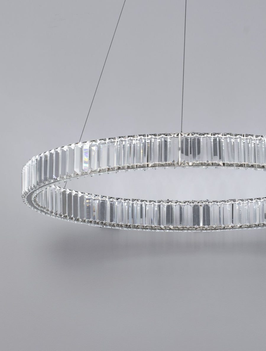 Suspension Aurelia chromée, cristal, H 150 cm (9333067)