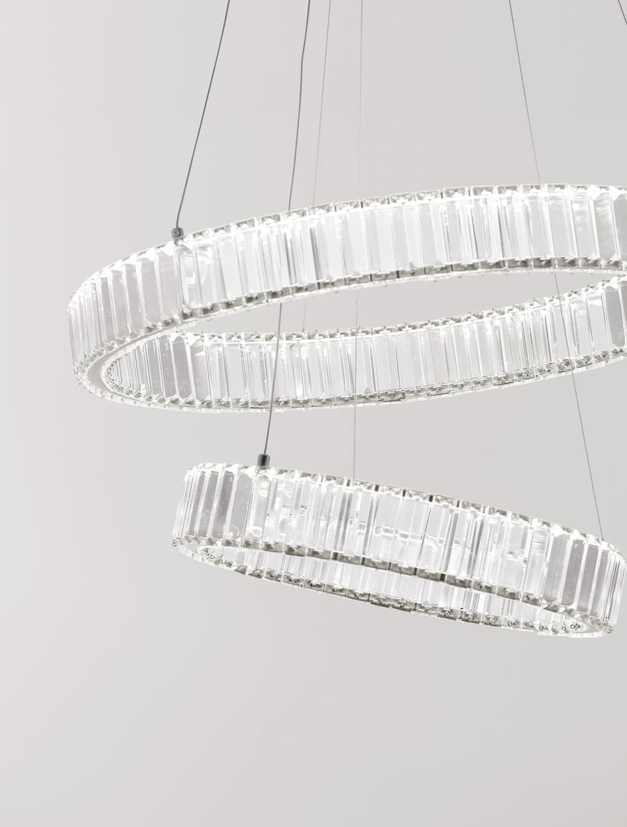 Suspension Aurelia chromée, cristal, H 200 cm