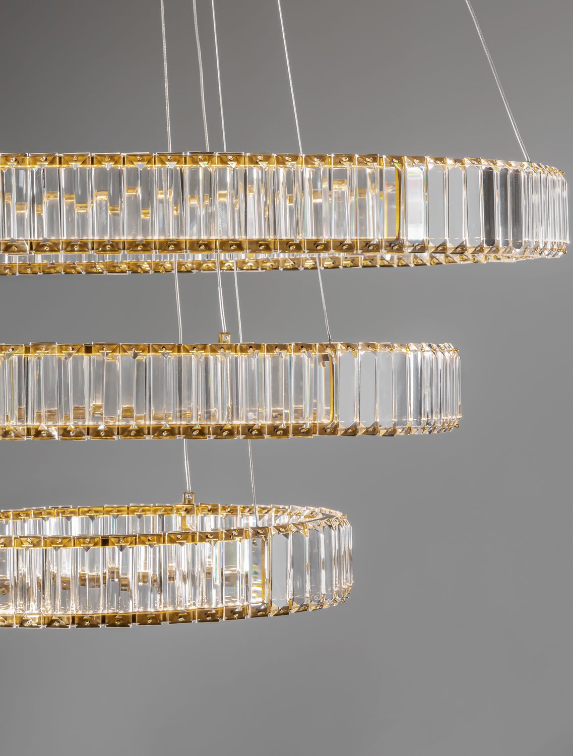 Suspension Aurelia dorée, cristal, H 150 cm (9333069)