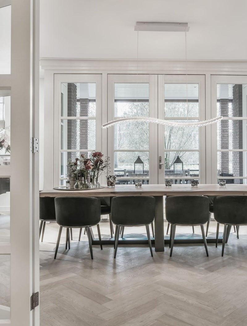 Suspension Aurelia chromée, cristal, H 150 cm (9333070)