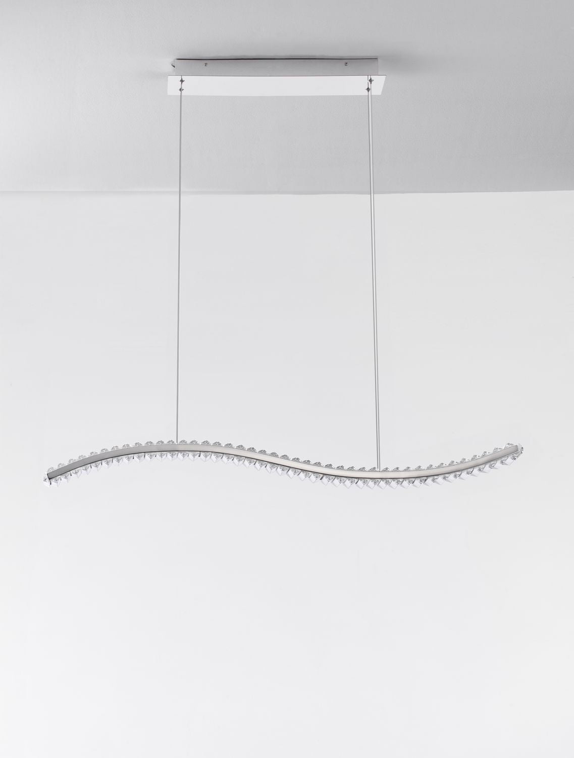 Suspension Aurelia chromée, cristal, H 150 cm (9333070)