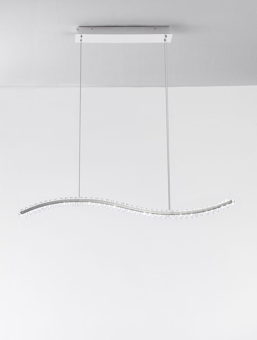 Suspension Aurelia chromée, cristal, H 150 cm (9333070)