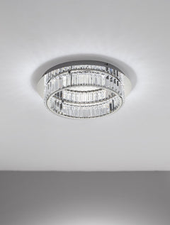 Plafonnier Aurelia chromé, cristal, Ø 50 cm