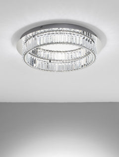 Plafonnier Aurelia chromé, cristal, Ø 60 cm