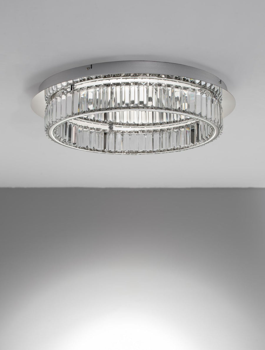 Plafonnier Aurelia chromé, cristal, Ø 60 cm