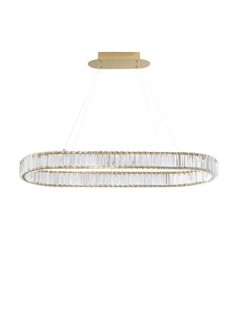 Suspension Aurelia dorée, cristal, H 150 cm (9333073)
