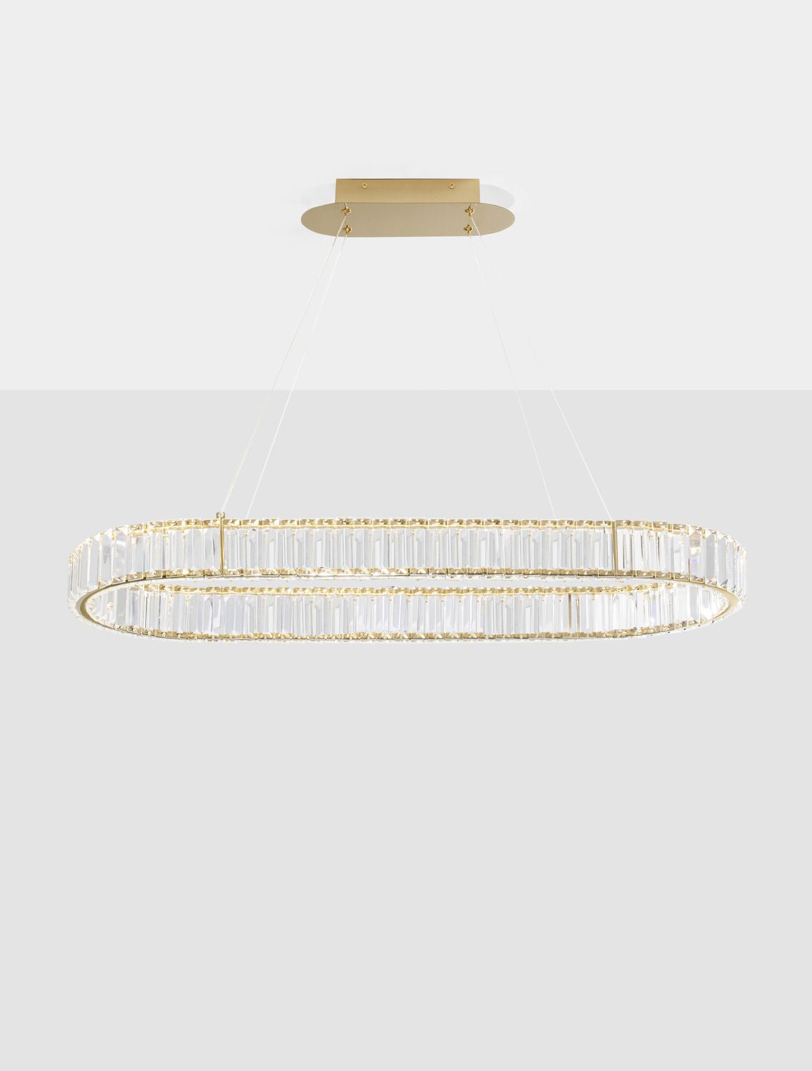 Suspension Aurelia dorée, cristal, H 150 cm (9333073)