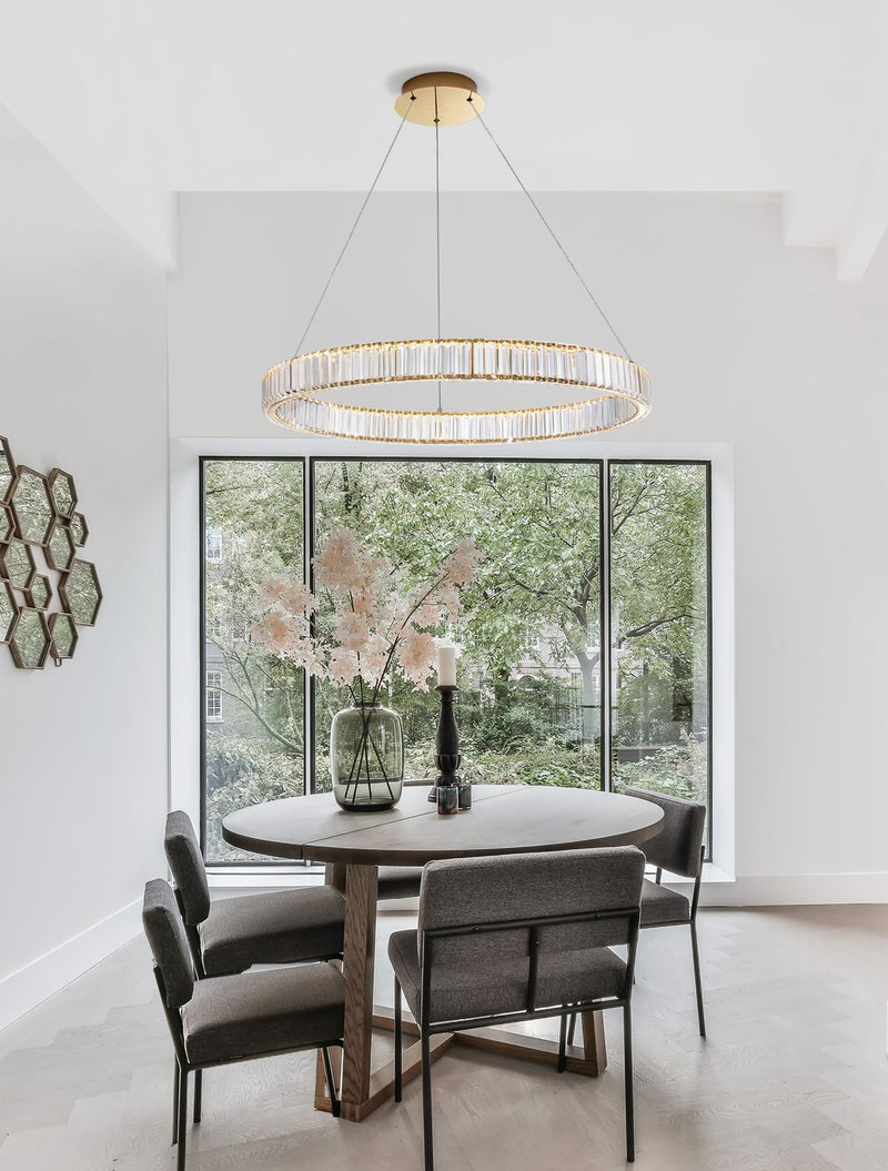 Suspension Aurelia dorée, cristal, H 150 cm (9333076)