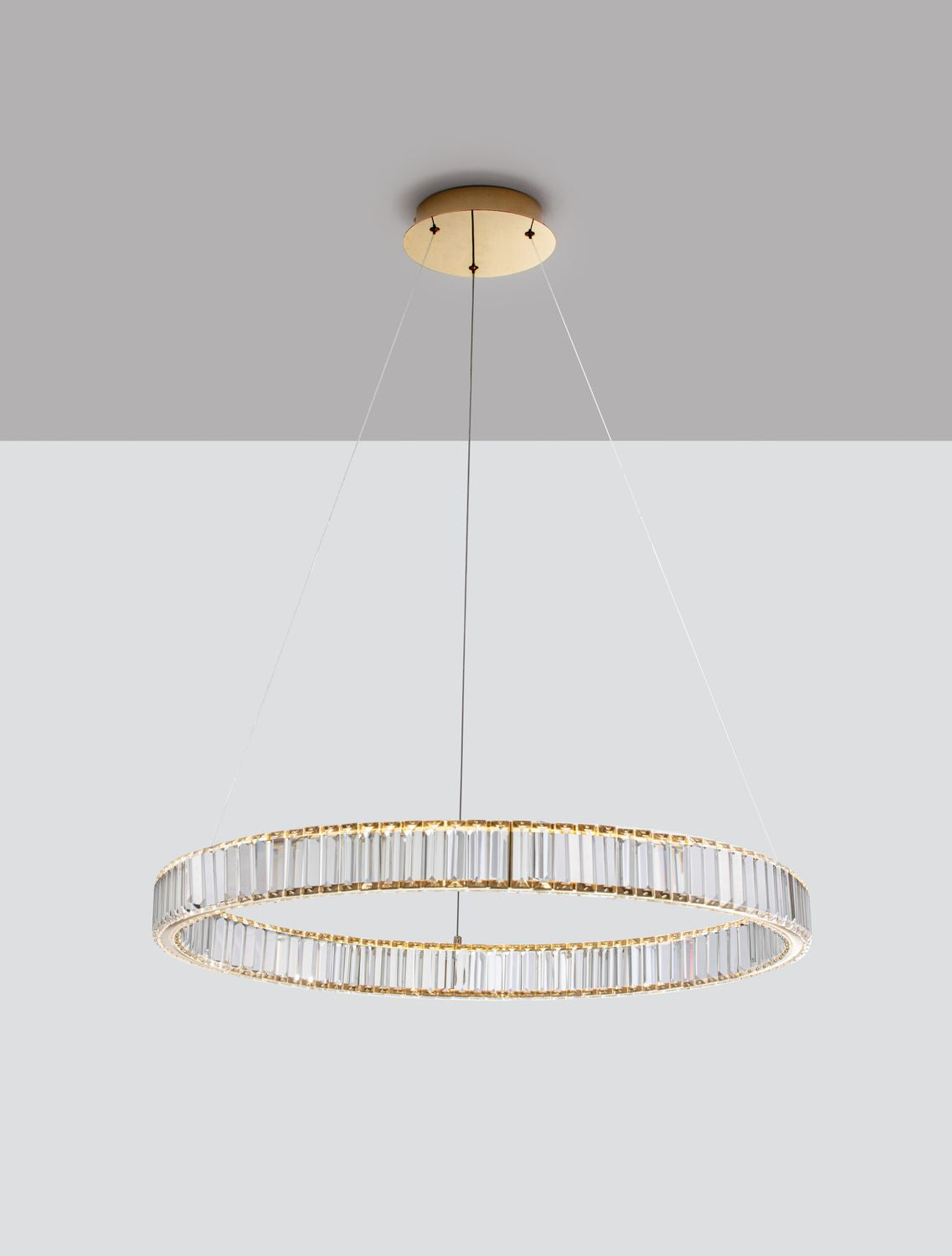 Suspension Aurelia dorée, cristal, H 150 cm (9333076)