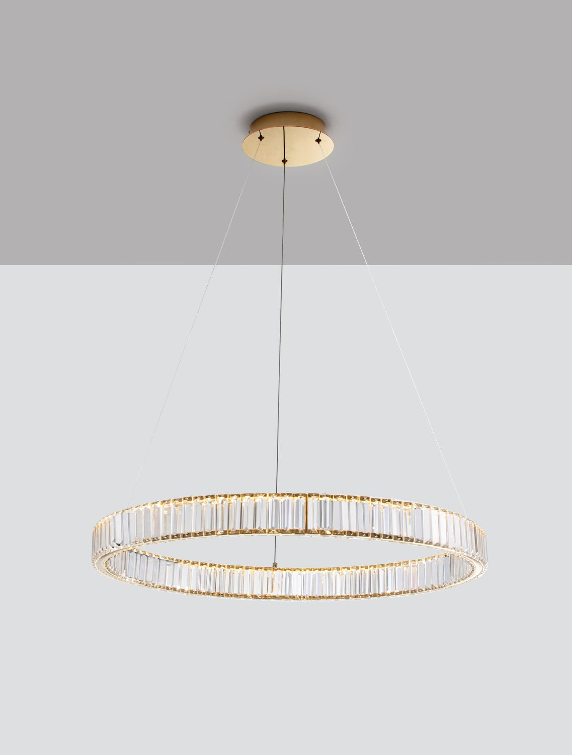 Suspension Aurelia dorée, cristal, H 150 cm (9333076)