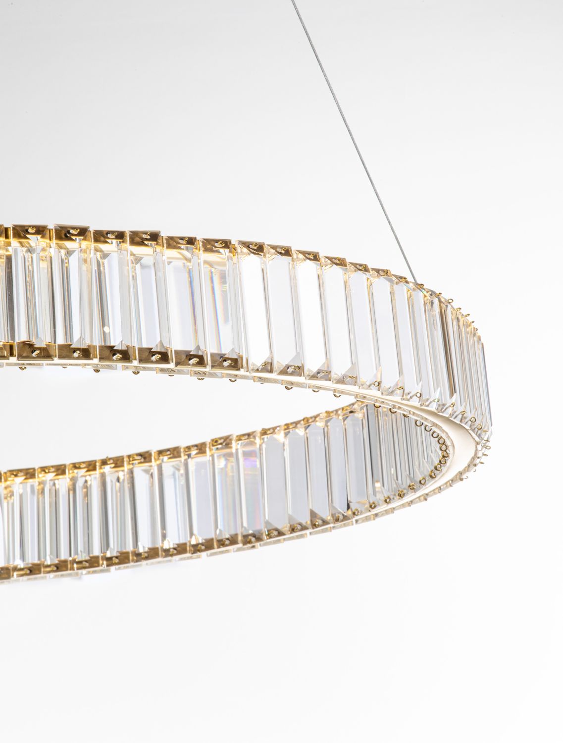 Suspension Aurelia dorée, cristal, H 150 cm (9333076)