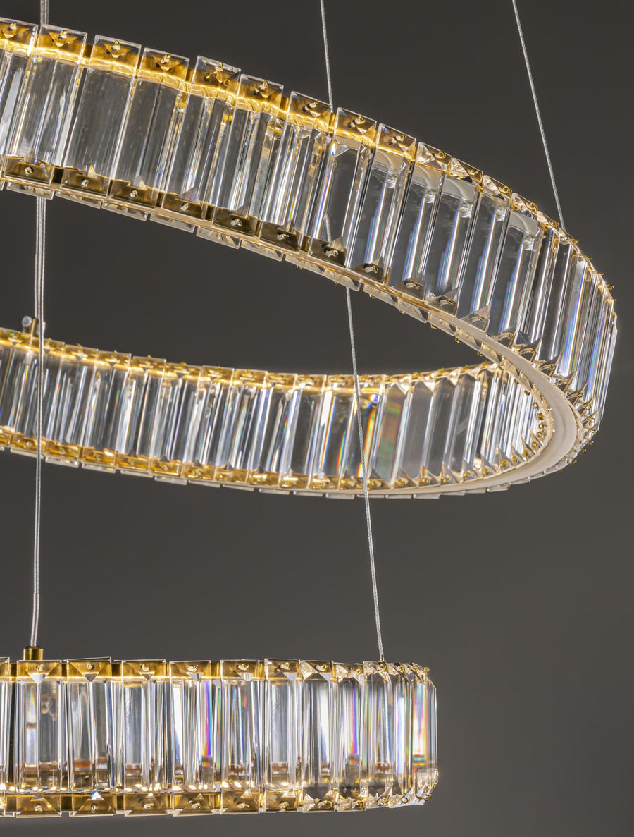 Suspension Aurelia dorée, cristal, H 150 cm (9333077)