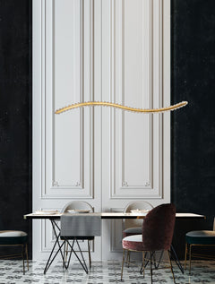 Suspension Aurelia dorée, cristal, H 150 cm (9333078)