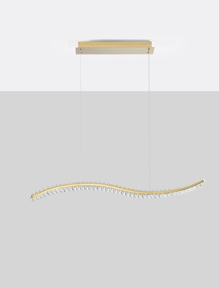 Suspension Aurelia dorée, cristal, H 150 cm (9333078)