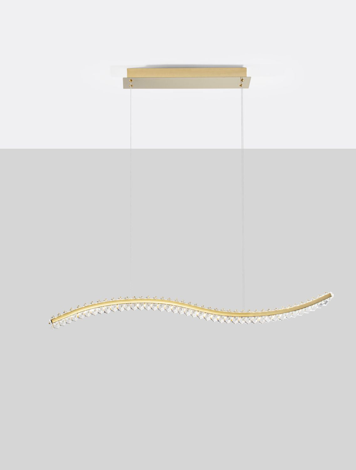 Suspension Aurelia dorée, cristal, H 150 cm (9333078)
