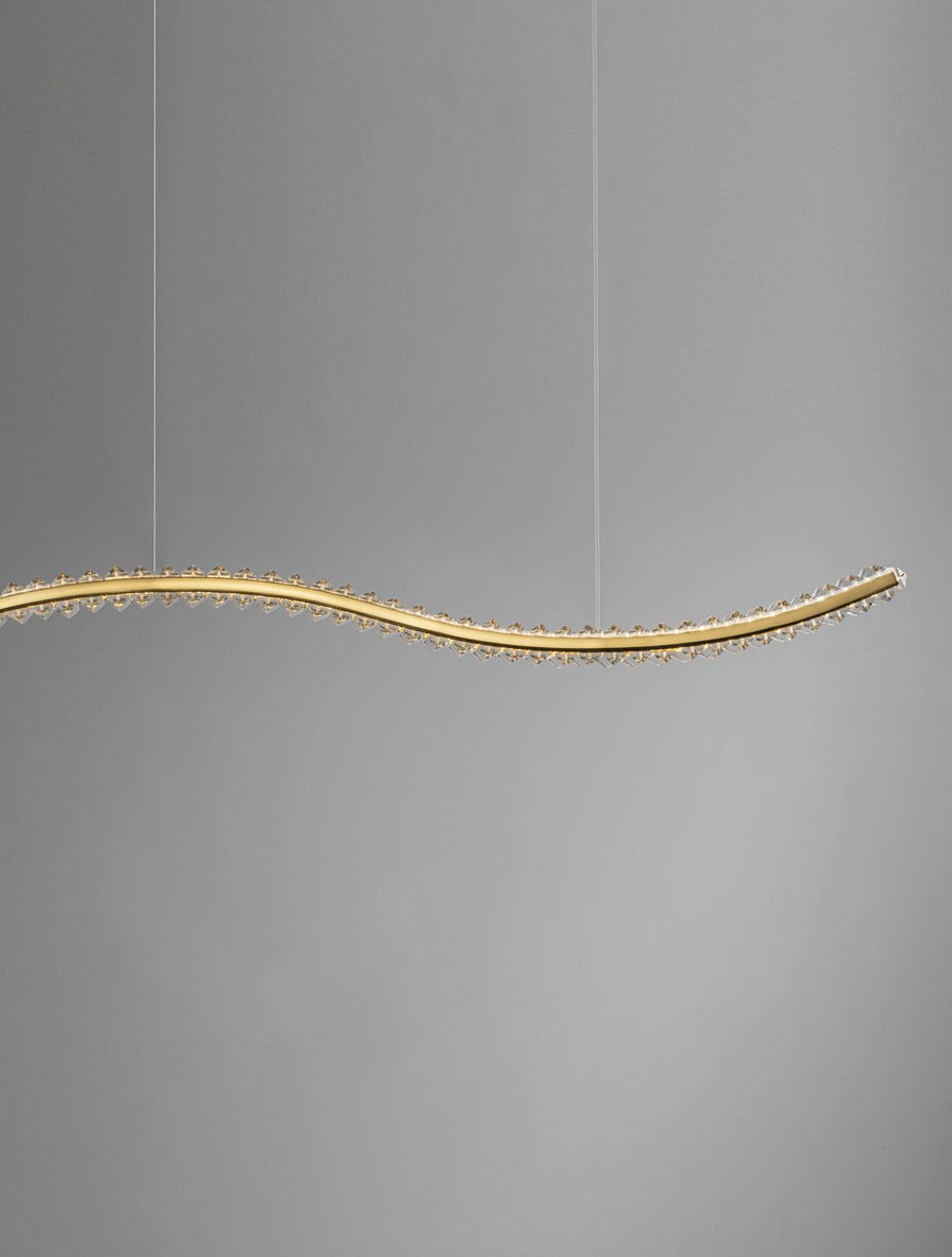 Suspension Aurelia dorée, cristal, H 150 cm (9333078)